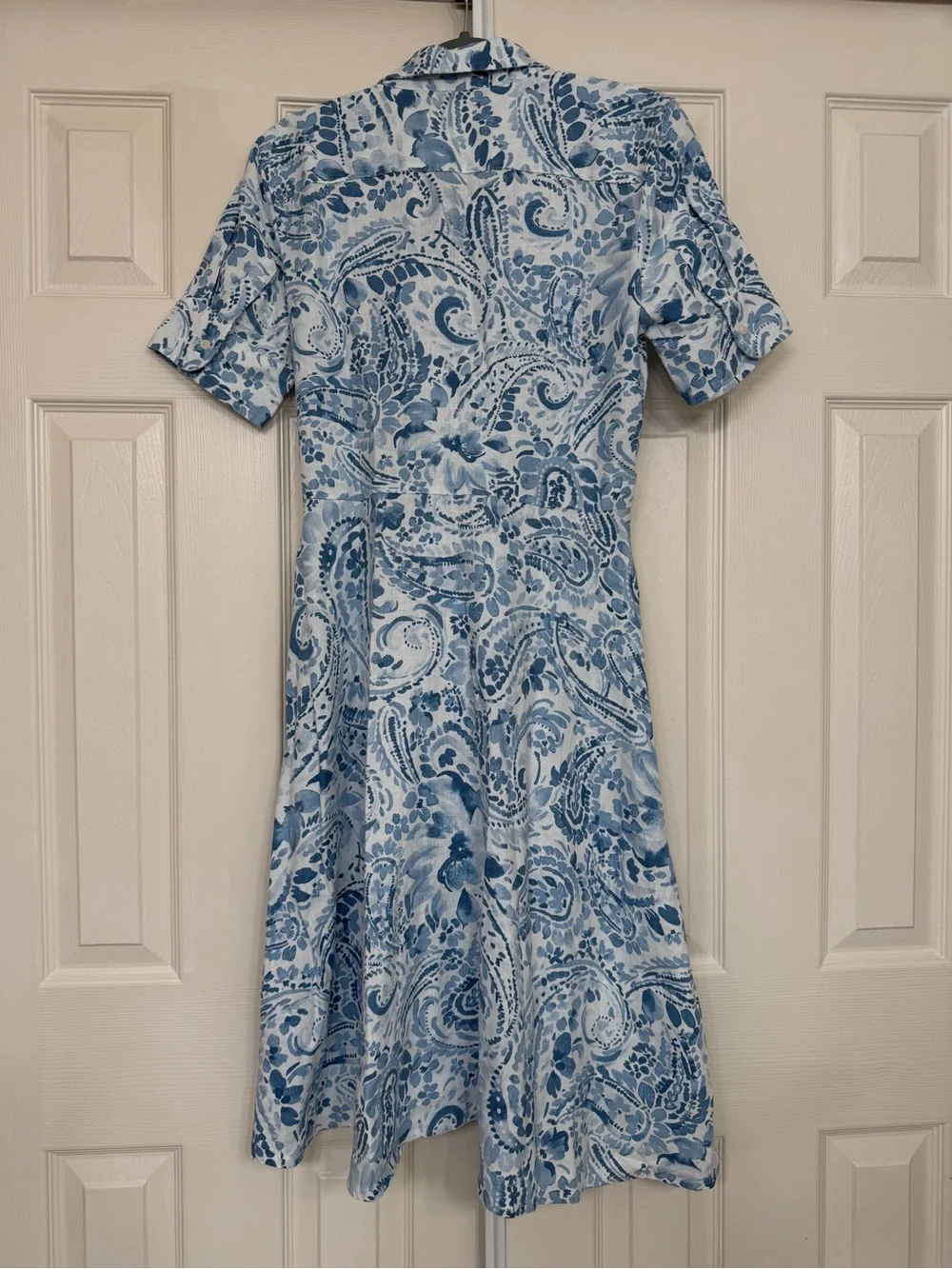 Ralph Lauren Blue & White Paisley Tie-Waist Shirt Dress - Picture 4 of 5